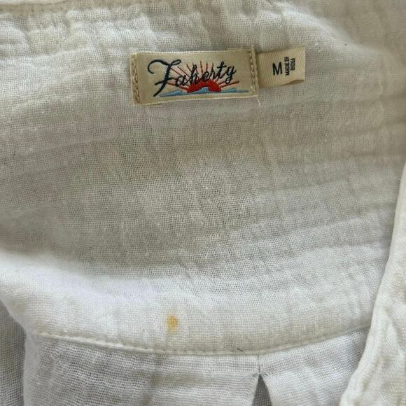 Faherty Women Short Sleeve Gauze Blouse Top Coastal Beach Vacation White Medium - Picture 4 of 9